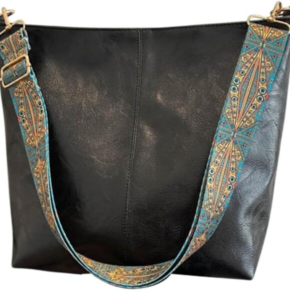 Handbags - Vegan Leather Crossbody Bag Women's Shoulder Purse Tote with Adjustable Strap
